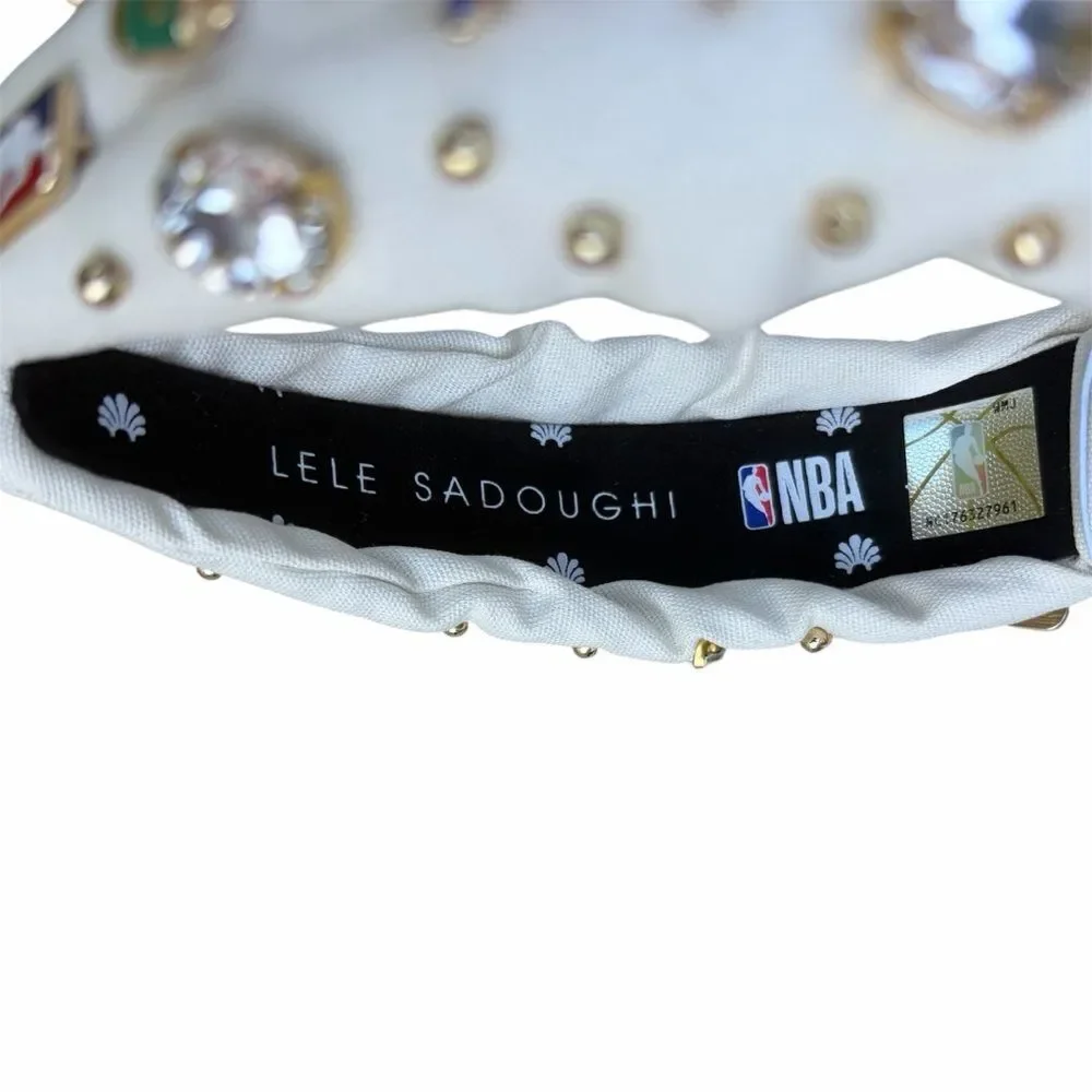 LELE SADOUGHI NBA DALLAS MAVERICKS BASKETBALL IVORY EMBELLISHED KNOTTED HEADBAND